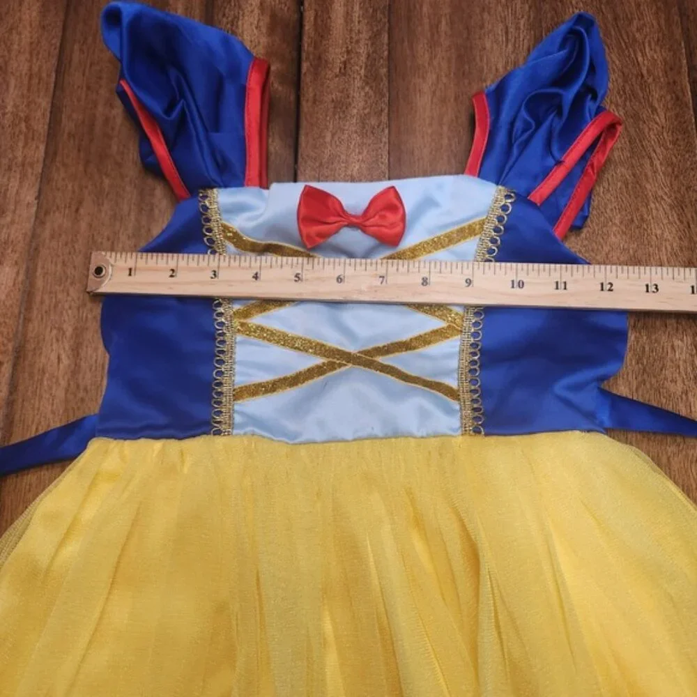 Snow White Princess Dress Costume Blue Yellow Tulle Gold Glitter Girls Size 130‎